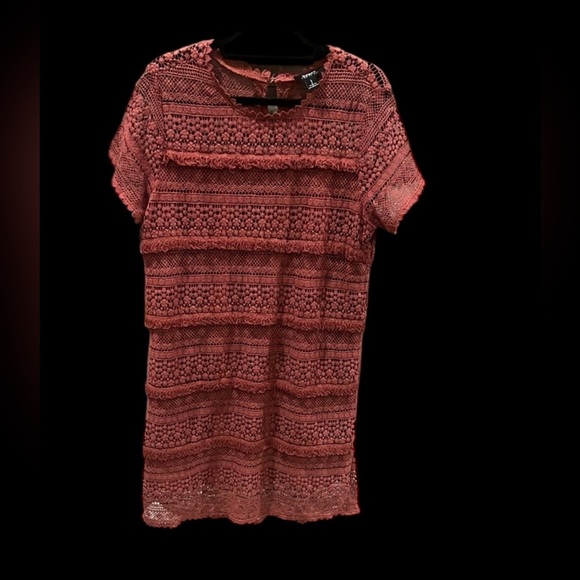 Anthropologie 02Sky Rust Lace Sheath Dress size Large - Picture 1 of 13